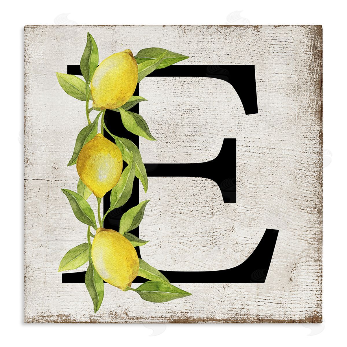 E with Lemon Letter Canvas Wall Art, Home Decor by Creatif Belle