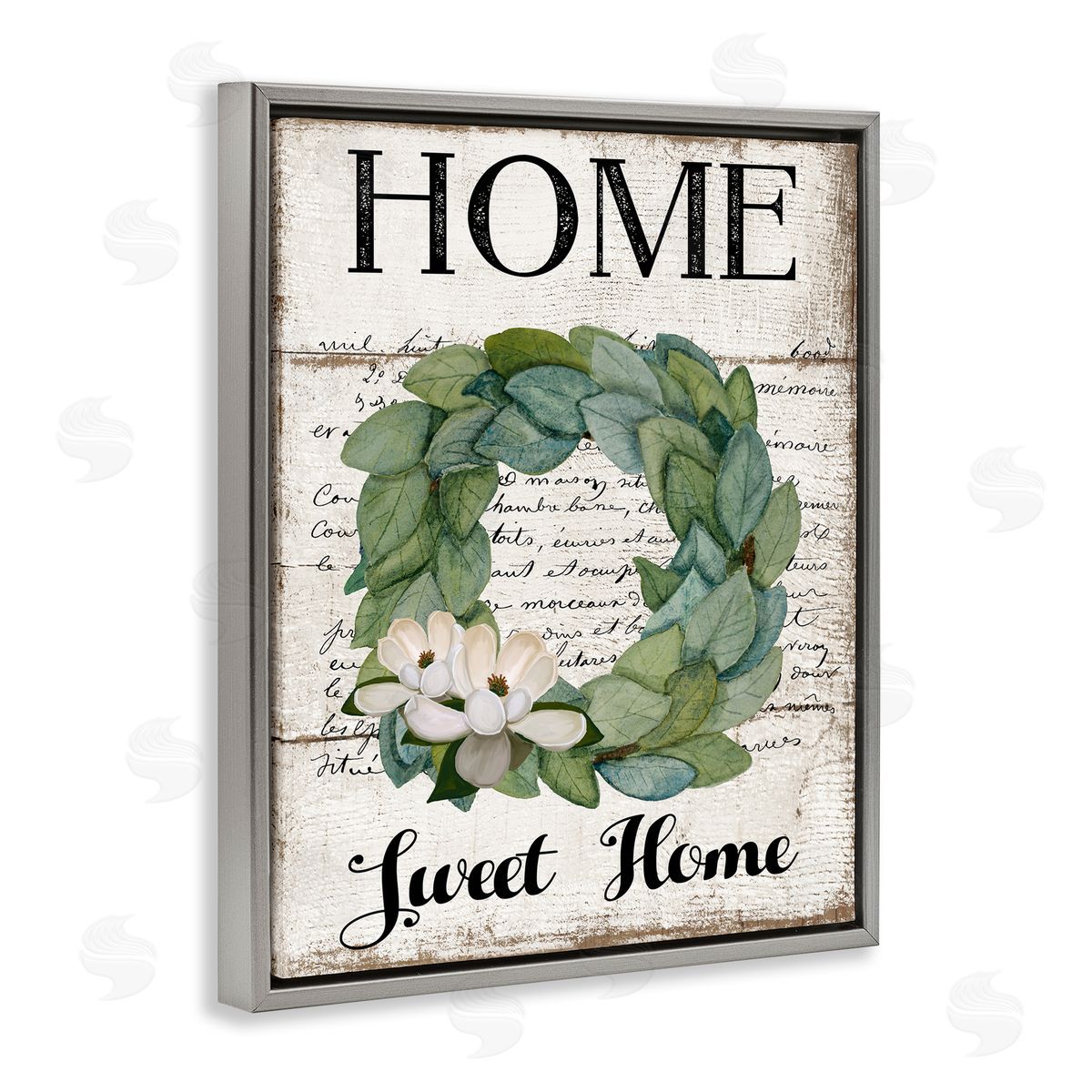 Rustic Welcoming Phrase Grey Floating Frame Canvas Wall Art, Home Decor by Creatif Belle