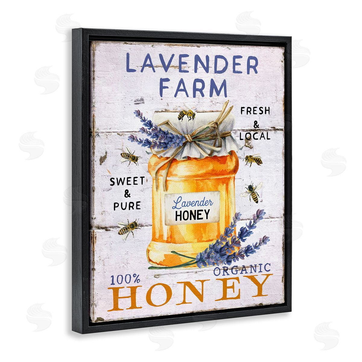 Lavender Honey Farmhouse Black Floating Frame Canvas Wall Art, Home Decor by Creatif Belle