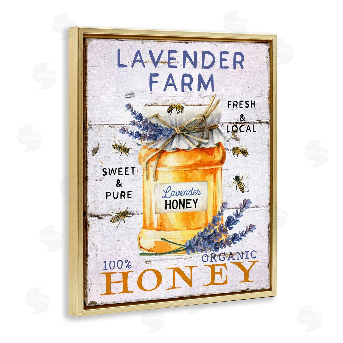 Lavender Honey Farmhouse Gold Floating Frame Canvas Wall Art, Home Decor by Creatif Belle