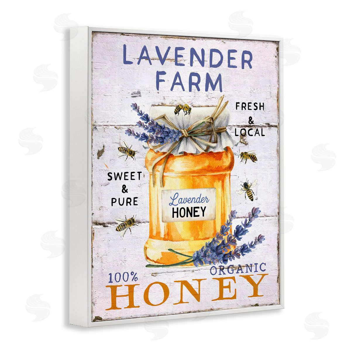 Lavender Honey Farmhouse White Frame Print Wall Art, Home Decor by Creatif Belle