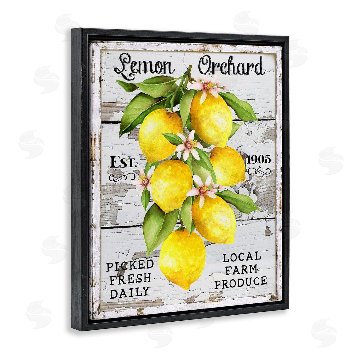 Lemon Orchard Market Black Floating Frame Canvas Wall Art, Home Decor by Creatif Belle