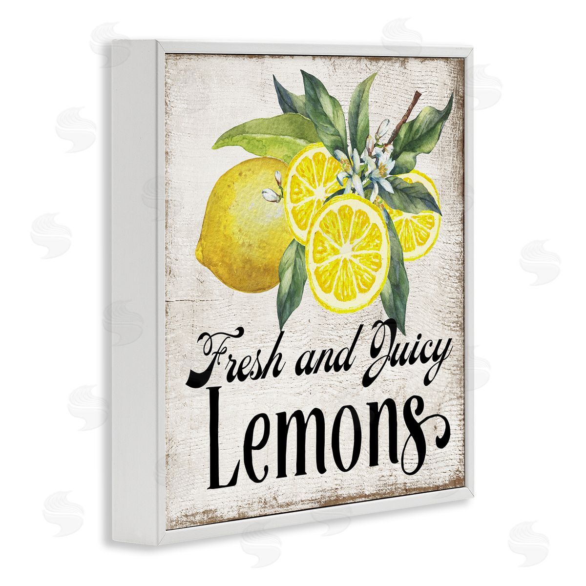 Fresh & Juicy Lemons White Frame Print Wall Art, Home Decor by Creatif Belle