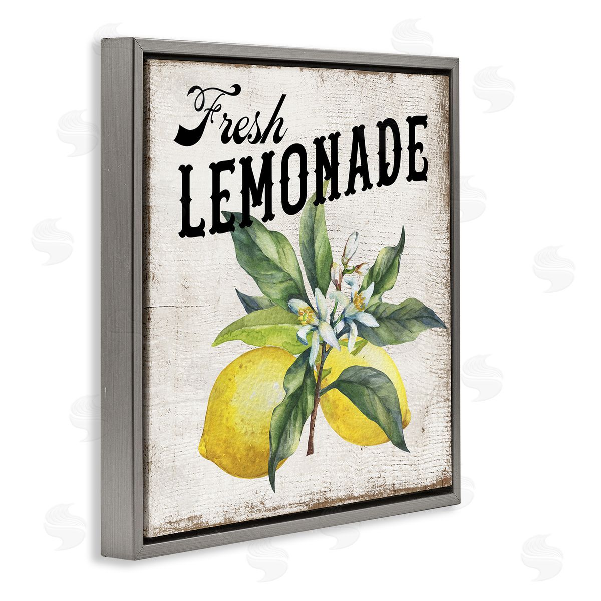 Rustic Fresh Lemonade Grey Floating Frame Canvas Wall Art, Home Decor by Creatif Belle