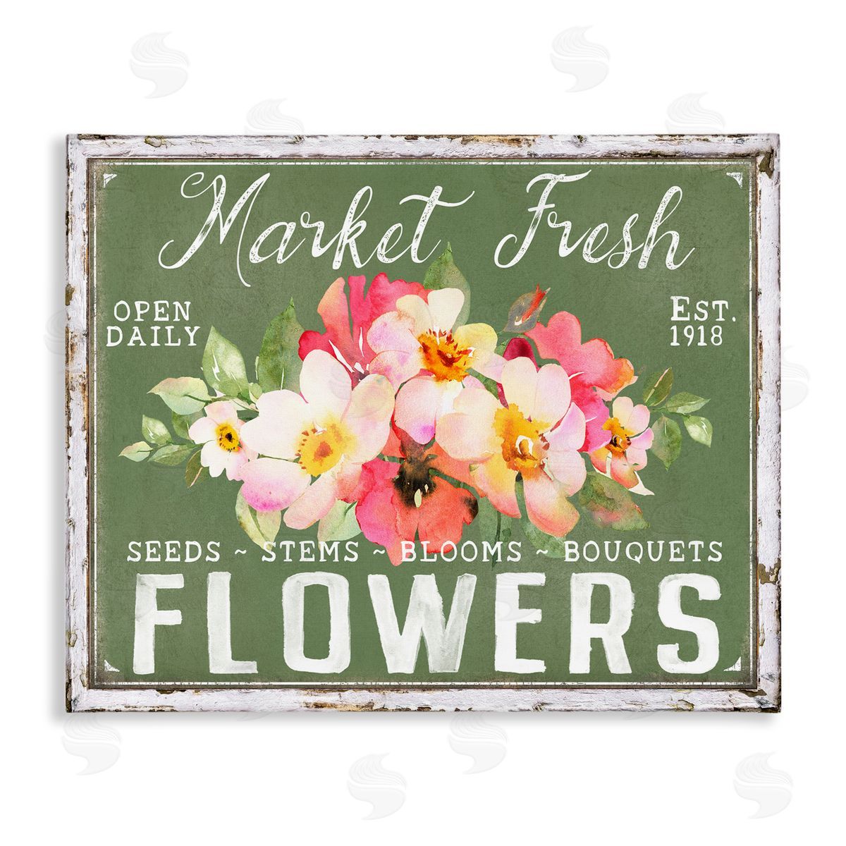 Antique Market Fresh Flowers Canvas Wall Art, Home Decor by Creatif Belle