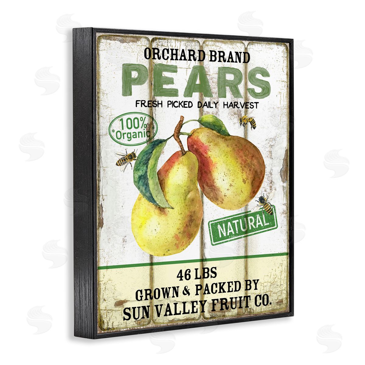 Farm Orchard Pears Black Frame Print Wall Art, Home Decor by Creatif Belle