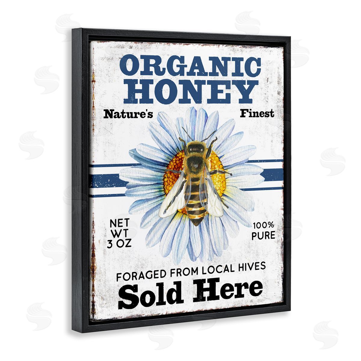 Organic Honey Sold Here Black Floating Frame Canvas Wall Art, Home Decor by Creatif Belle