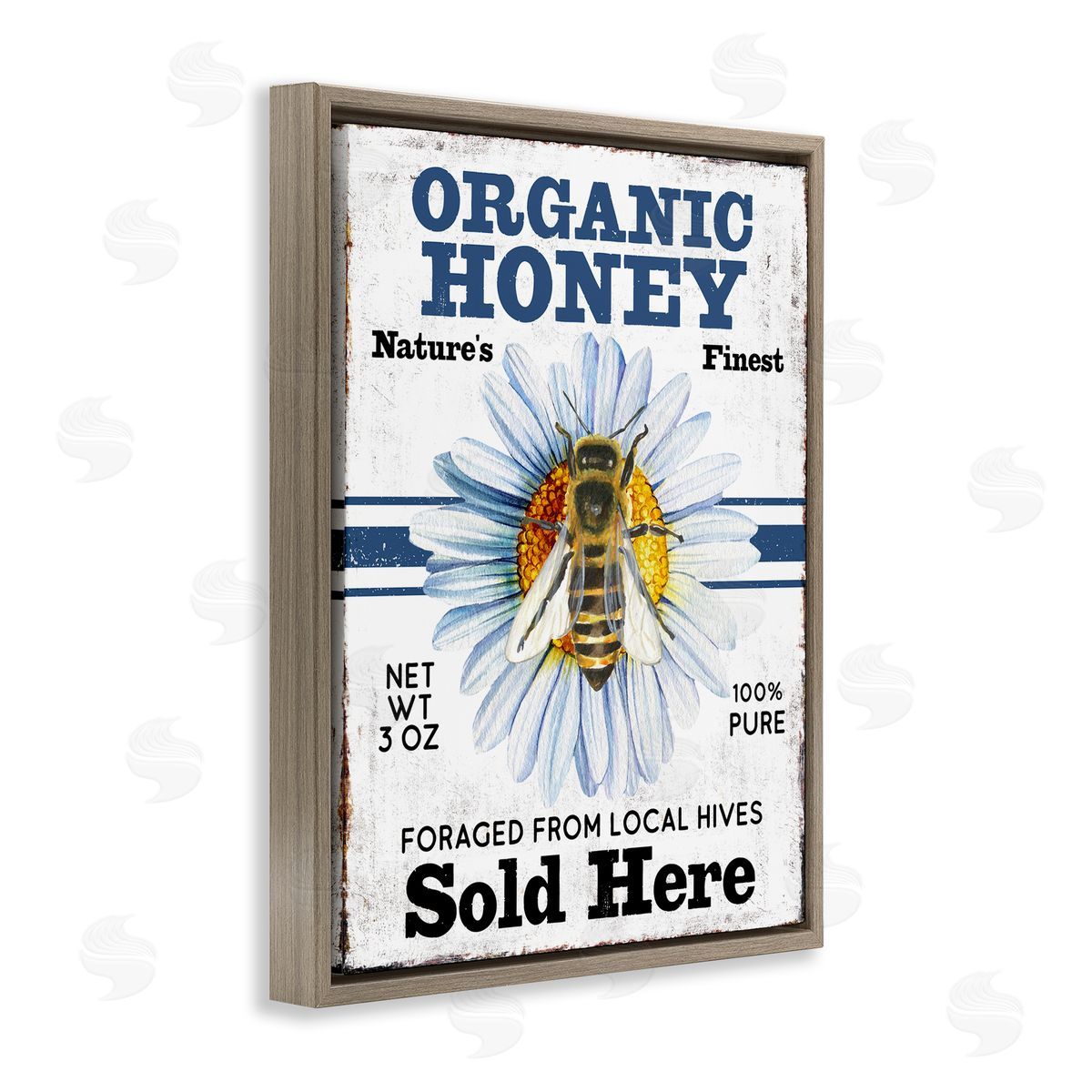Organic Honey Sold Here Brown Floating Frame Canvas Wall Art, Home Decor by Creatif Belle