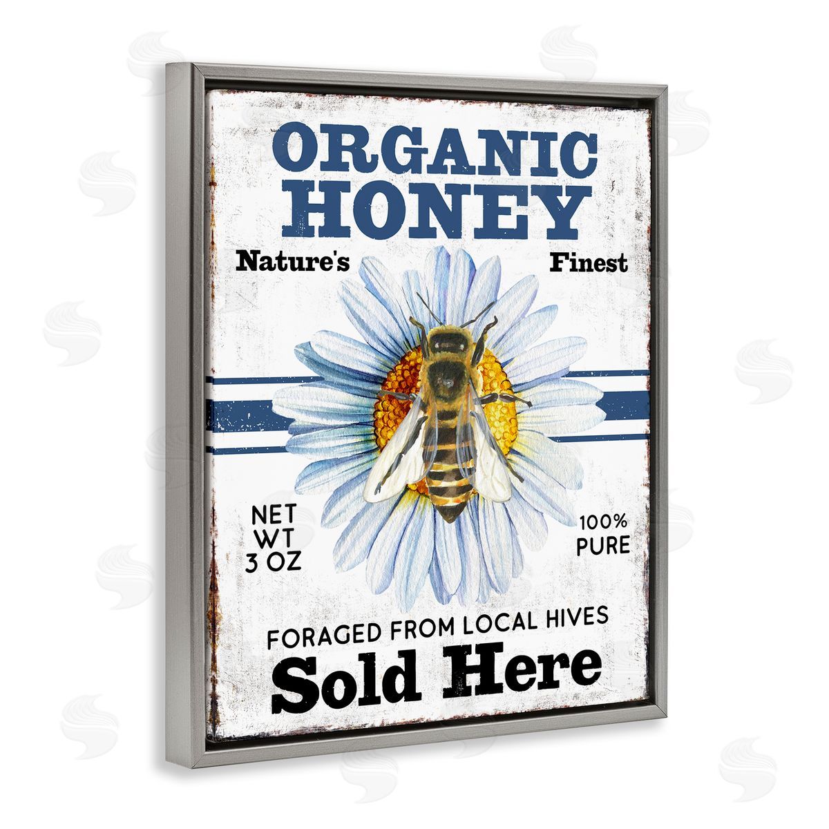 Organic Honey Sold Here Grey Floating Frame Canvas Wall Art, Home Decor by Creatif Belle