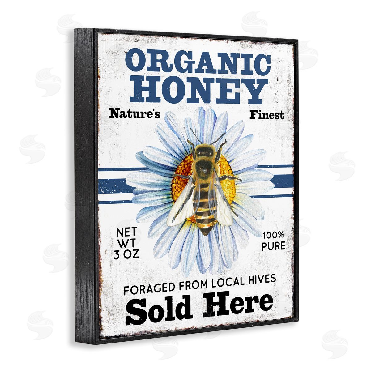 Organic Honey Sold Here Black Frame Print Wall Art, Home Decor by Creatif Belle