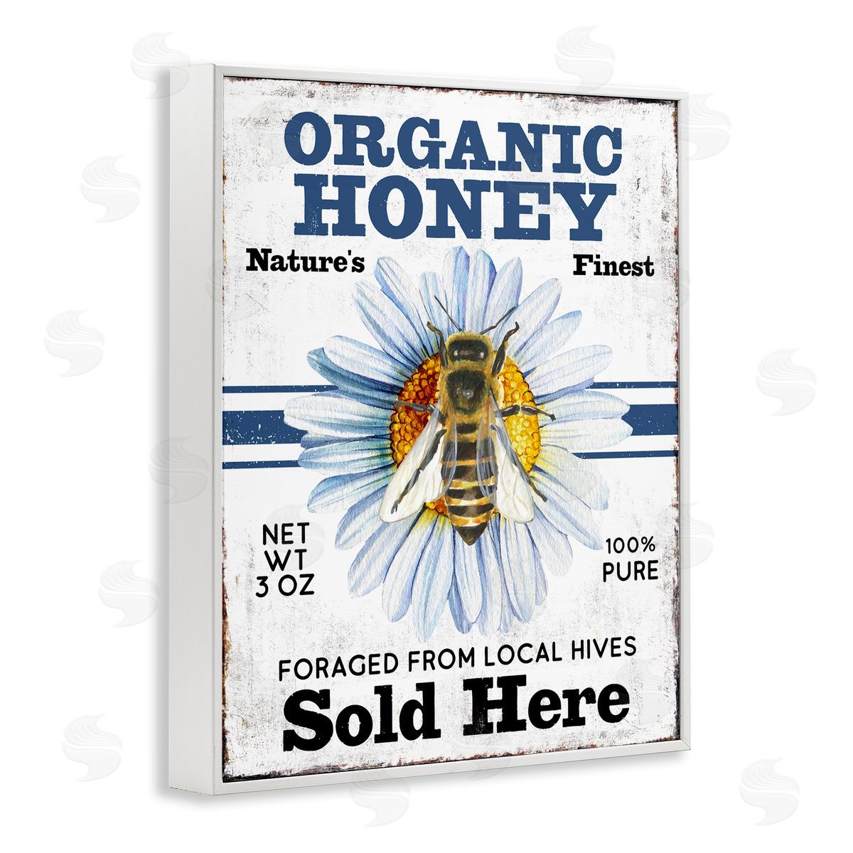 Organic Honey Sold Here White Frame Print Wall Art, Home Decor by Creatif Belle