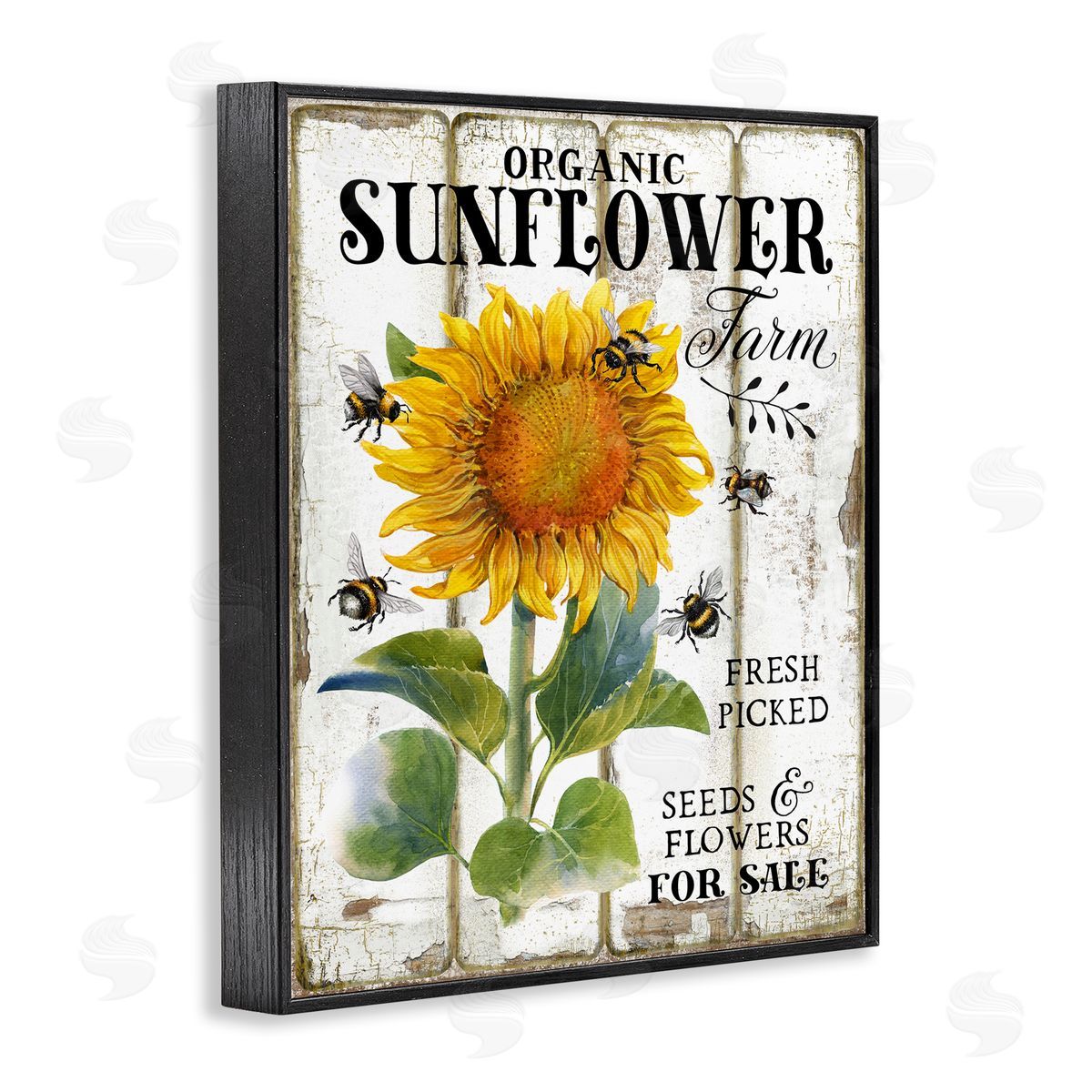 Organic Sunflower Farm Black Frame Print Wall Art, Home Decor by Creatif Belle