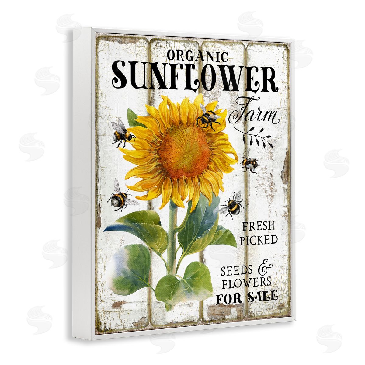 Organic Sunflower Farm White Frame Print Wall Art, Home Decor by Creatif Belle