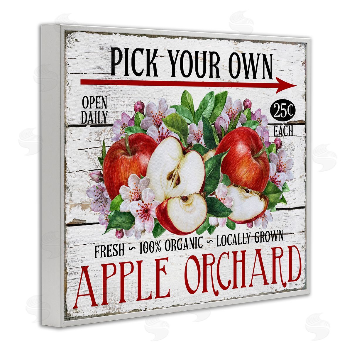 Pick Your Own Apples White Frame Print Wall Art, Home Decor by Creatif Belle