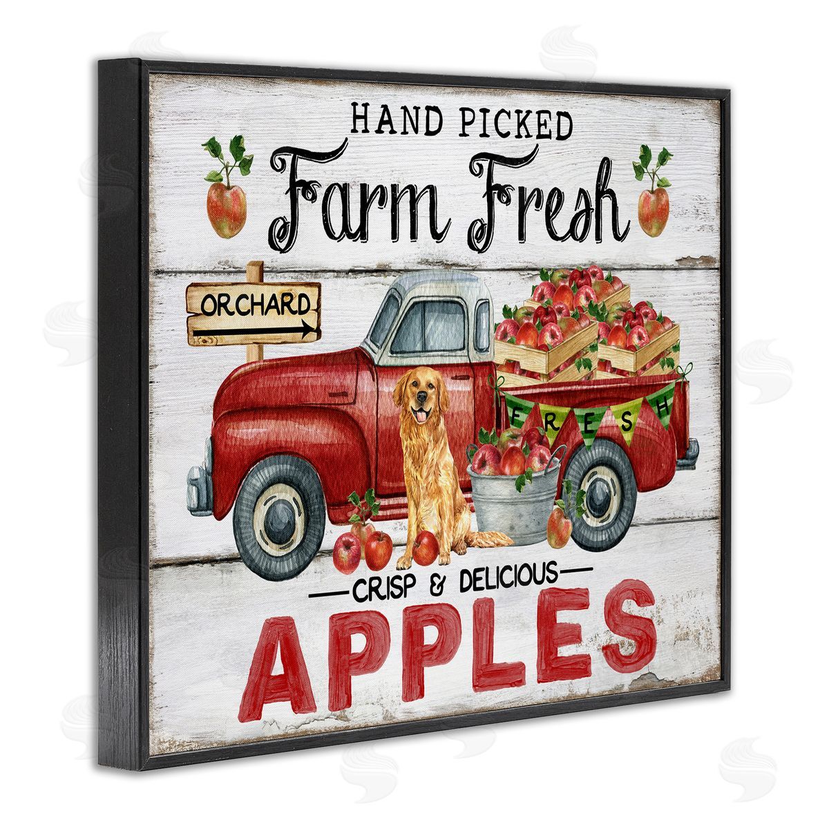 Farm Fresh Apples Truck Black Frame Print Wall Art, Home Decor by Creatif Belle