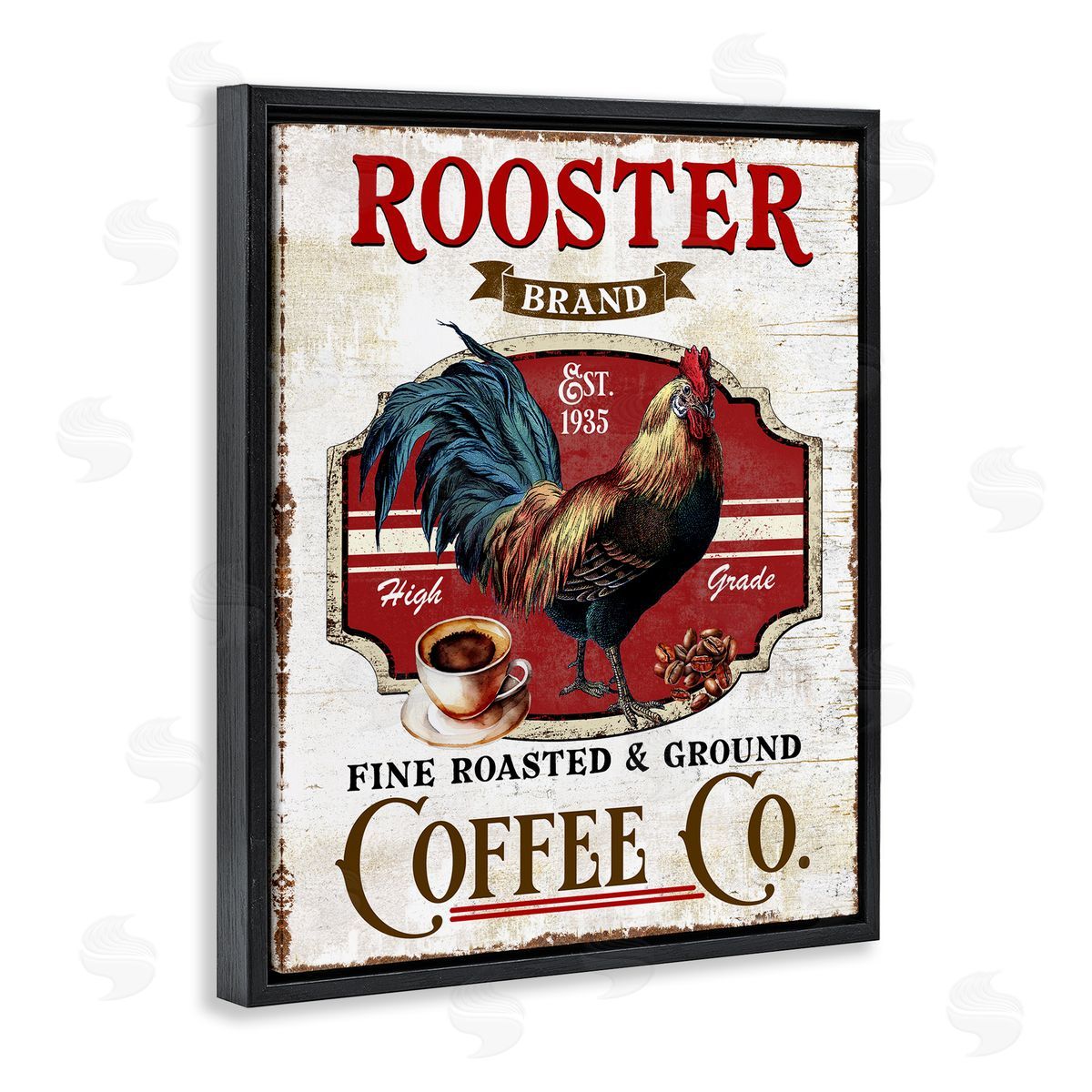 Rooster Brand Coffee Co Black Floating Frame Canvas Wall Art, Home Decor by Creatif Belle