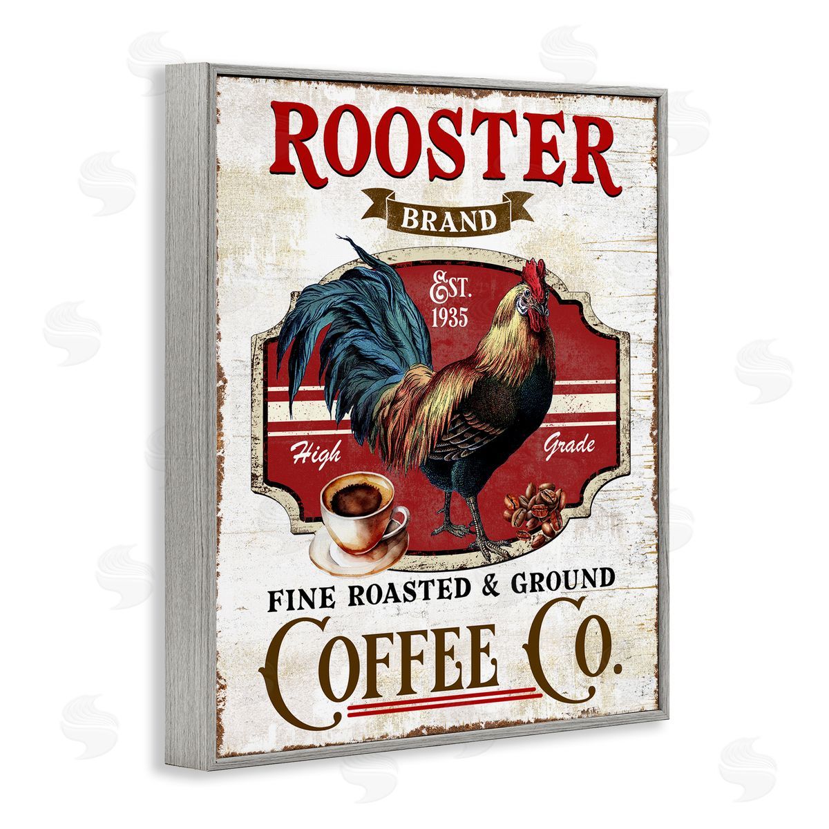 Rooster Brand Coffee Co Grey Frame Print Wall Art, Home Decor by Creatif Belle