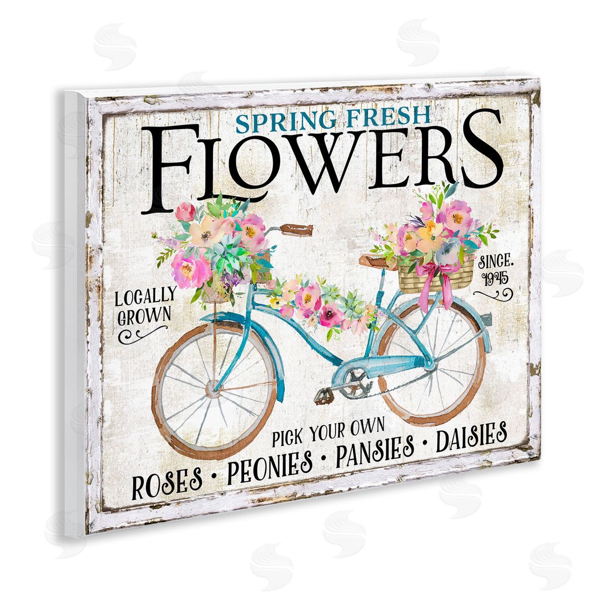 Spring Fresh Flowers & Bike Wood Plaque Wall Art, Home Decor by Creatif Belle