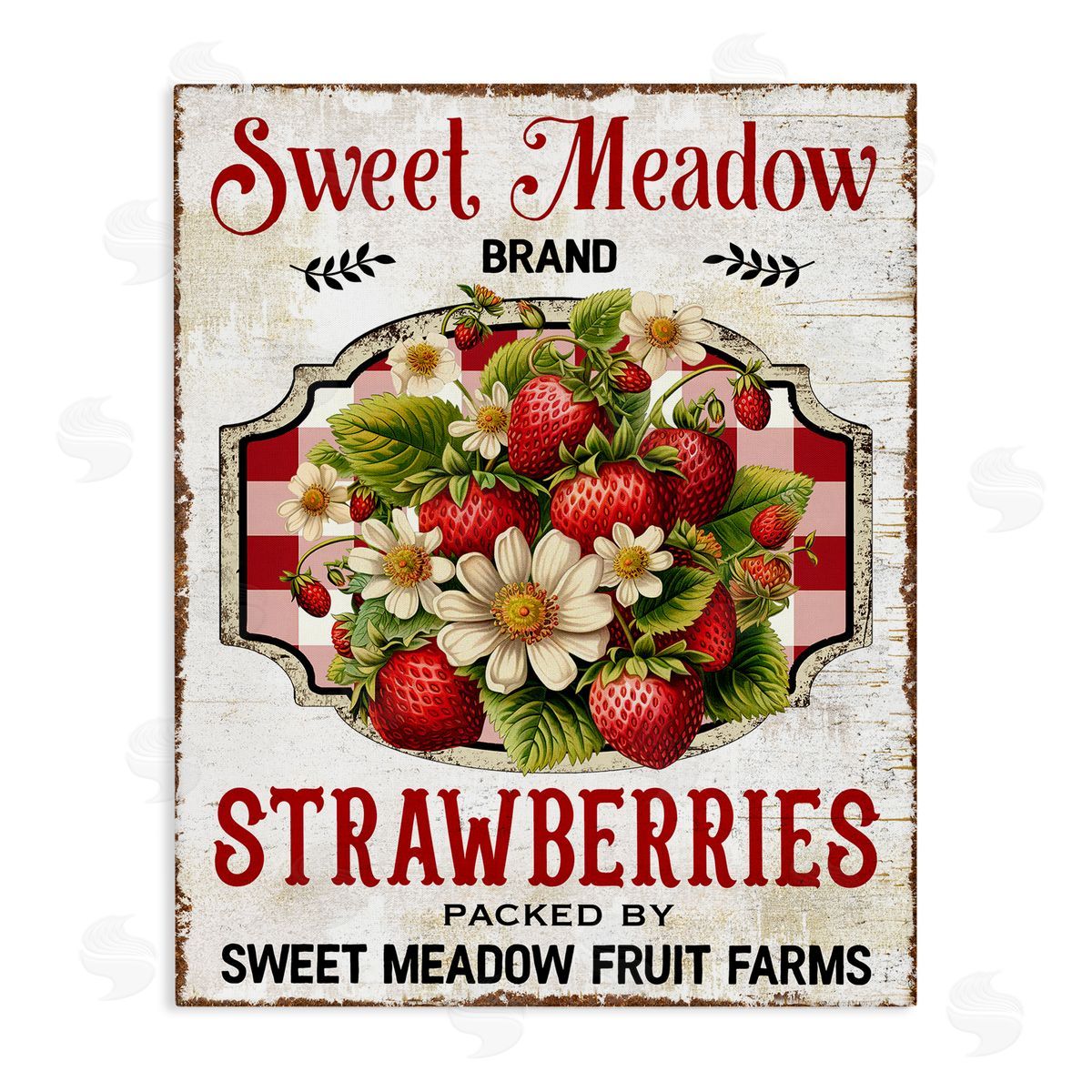 Sweet Meadow Strawberries Canvas Wall Art, Home Decor by Creatif Belle