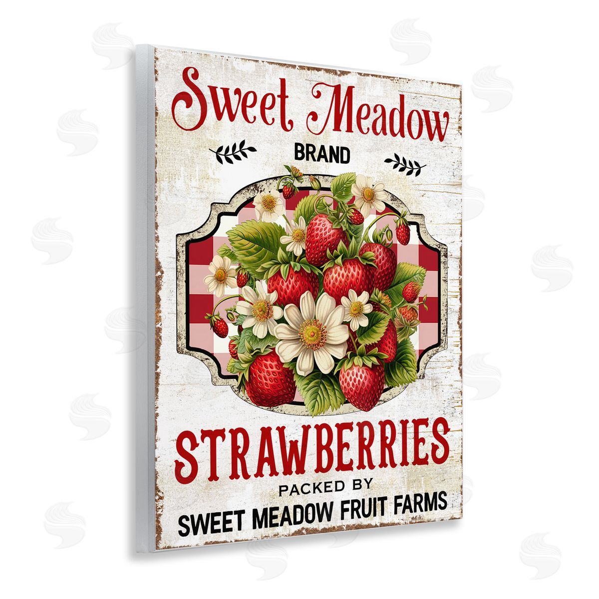 Sweet Meadow Strawberries Wood Plaque Wall Art, Home Decor by Creatif Belle