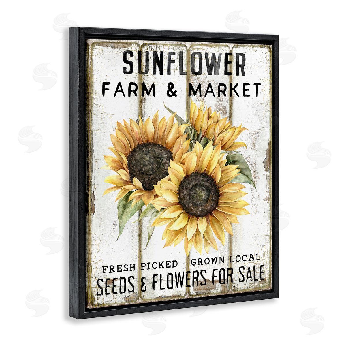 Sunflower Farm & Market Black Floating Frame Canvas Wall Art, Home Decor by Creatif Belle