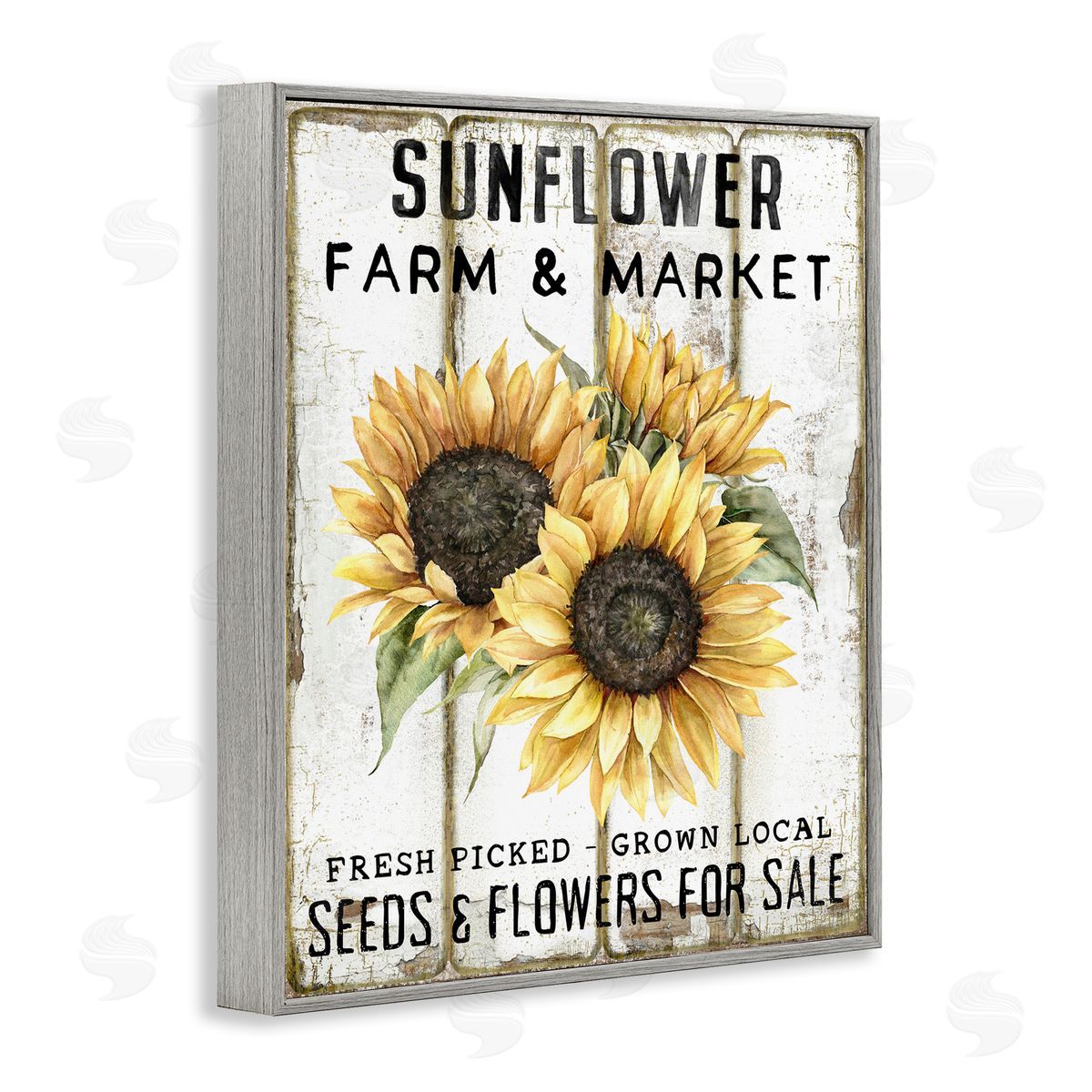 Sunflower Farm & Market Grey Frame Print Wall Art, Home Decor by Creatif Belle