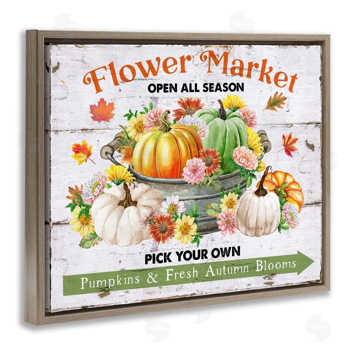 Pick Your Own Fall Market Brown Floating Frame Canvas Wall Art, Home Decor by Creatif Belle