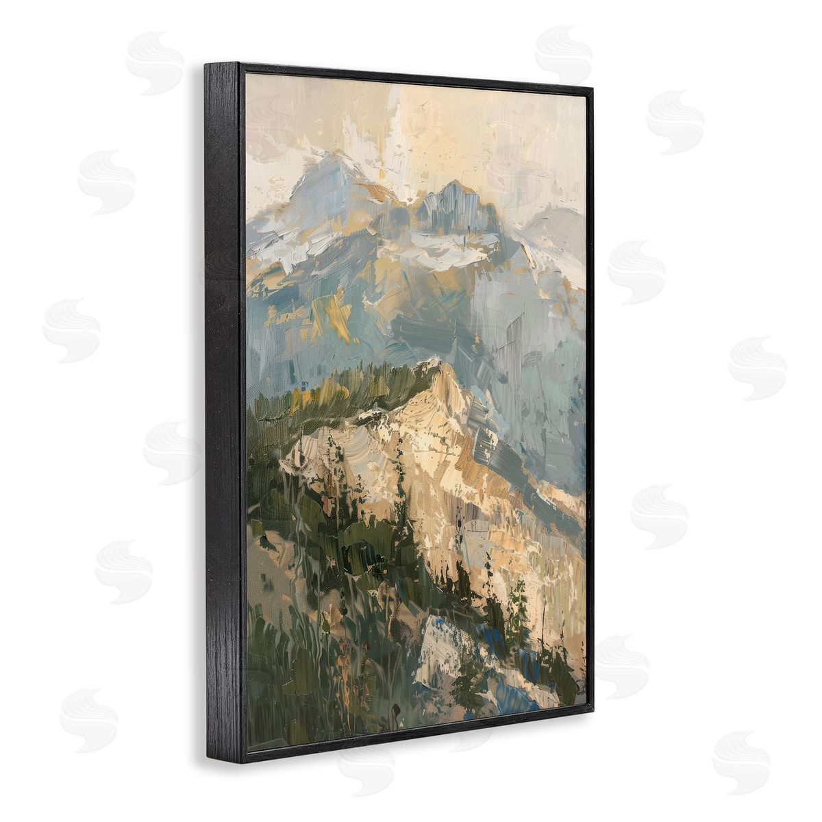 Rugged Mountains View Black Frame Print Wall Art, Home Decor by Petal Prints Design