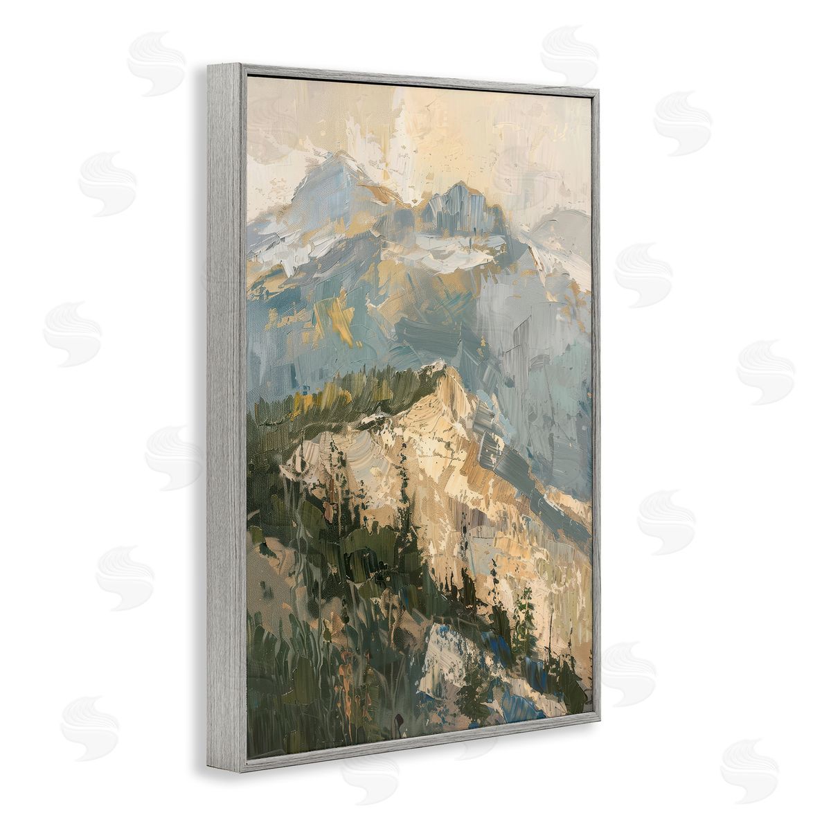Rugged Mountains View Grey Frame Print Wall Art, Home Decor by Petal Prints Design