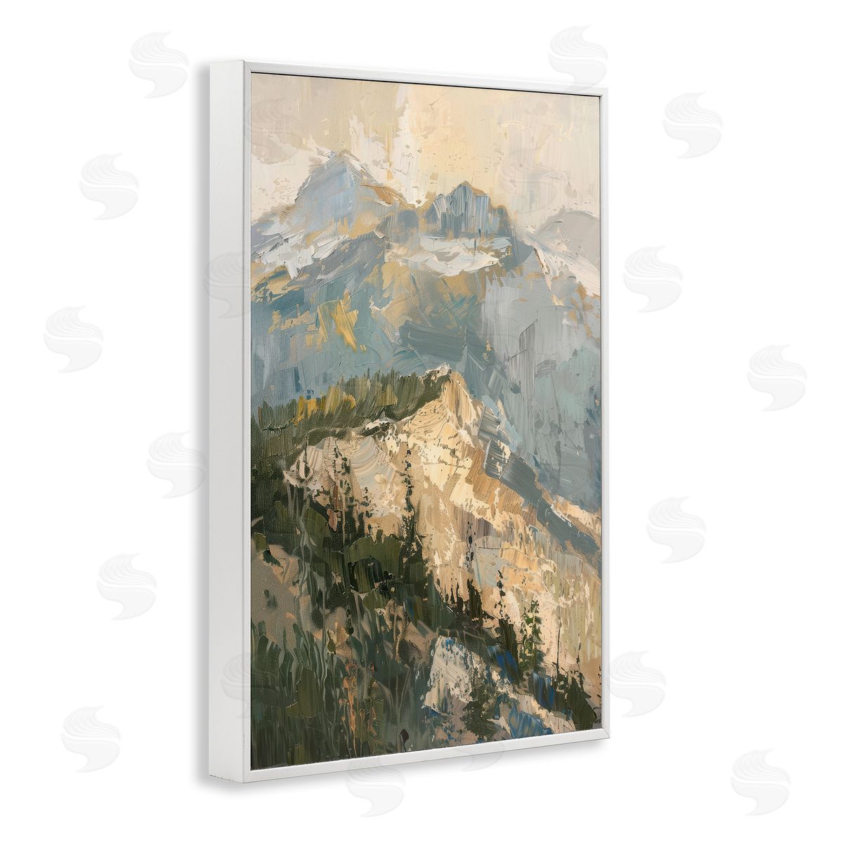 Rugged Mountains View White Frame Print Wall Art, Home Decor by Petal Prints Design