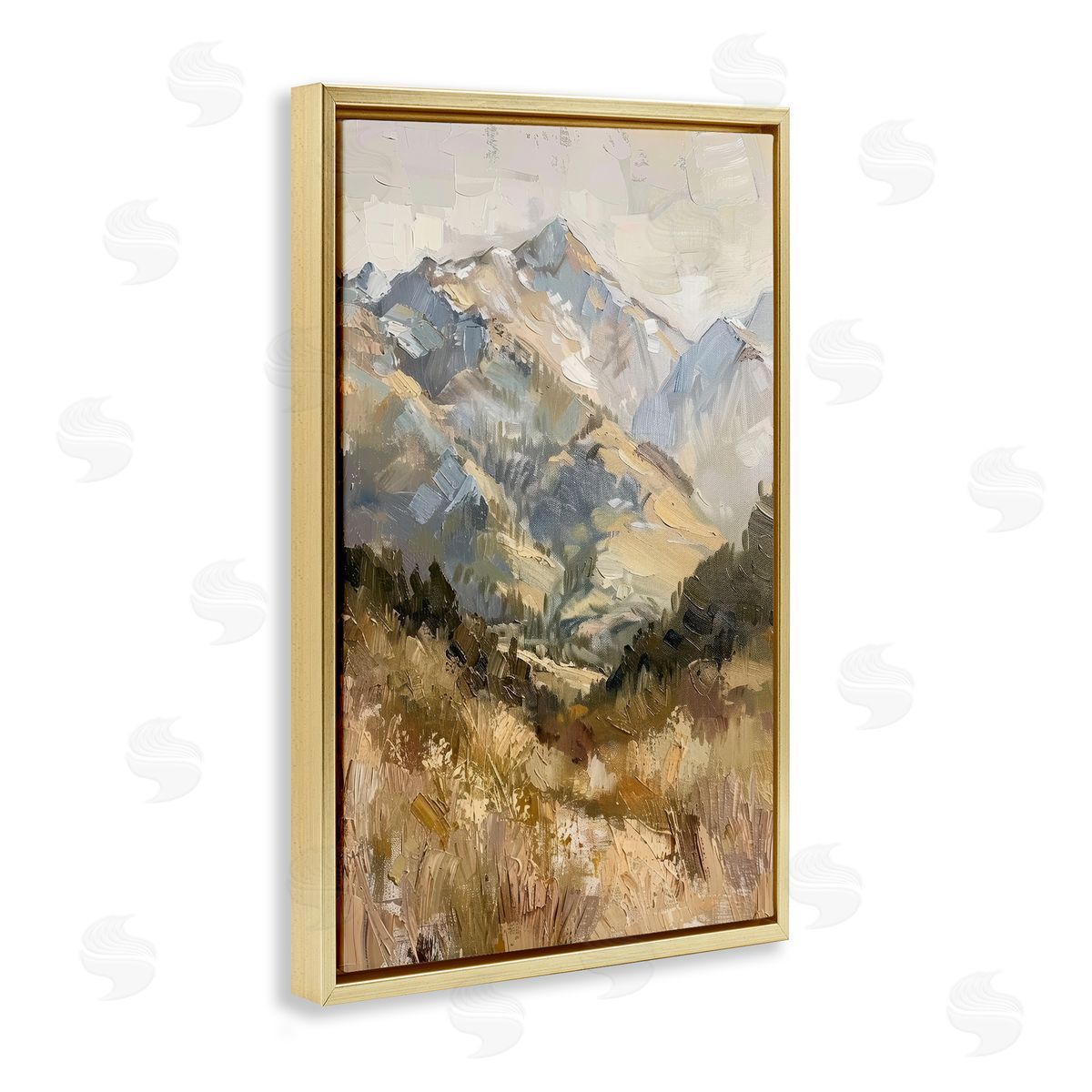 Rugged Valley View Gold Floating Frame Canvas Wall Art, Home Decor by Petal Prints Design