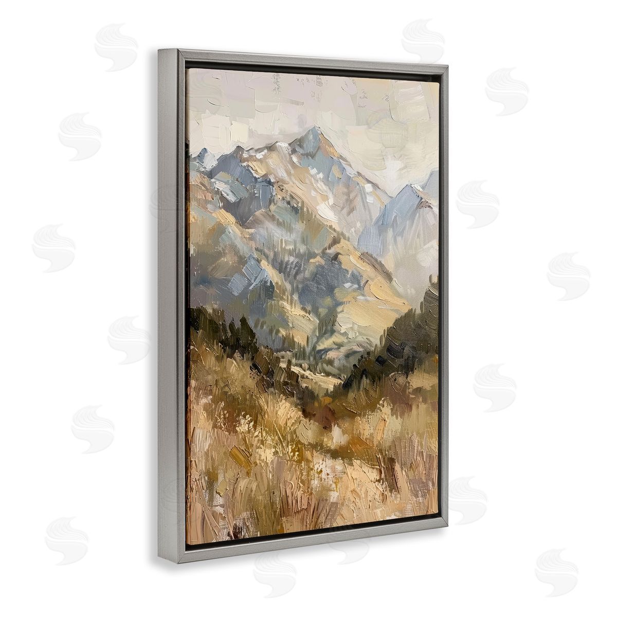 Rugged Valley View Grey Floating Frame Canvas Wall Art, Home Decor by Petal Prints Design