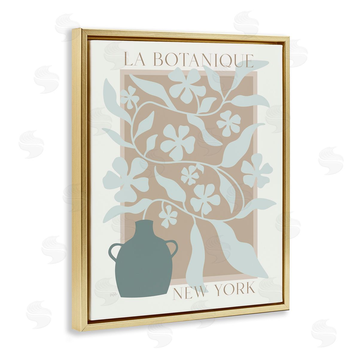Midcentury Botany Blooms Gold Floating Frame Canvas Wall Art, Home Decor by Natalie Carpentieri