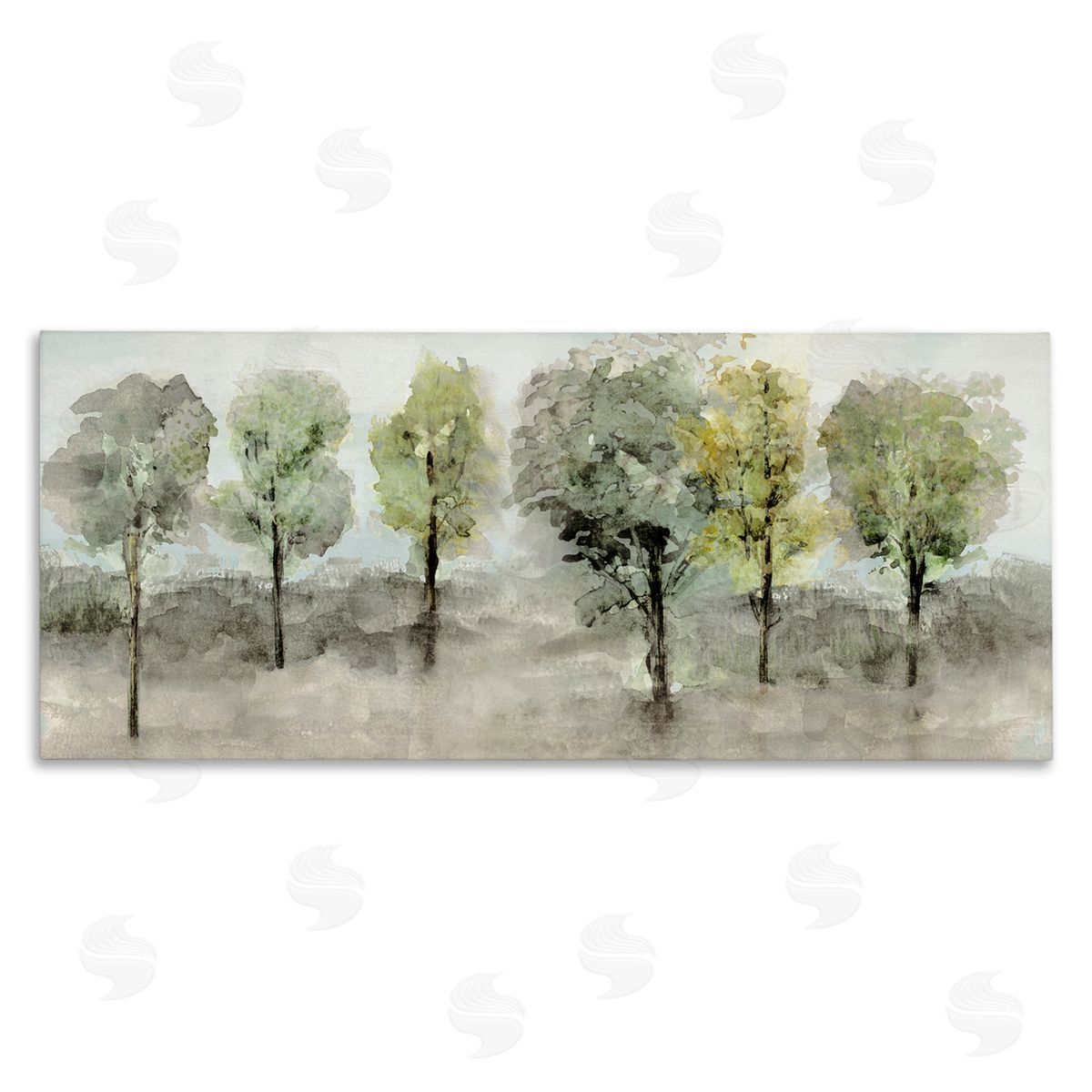 Splashed Watercolor Trees Canvas Wall Art, Home Decor by Val Rhodes