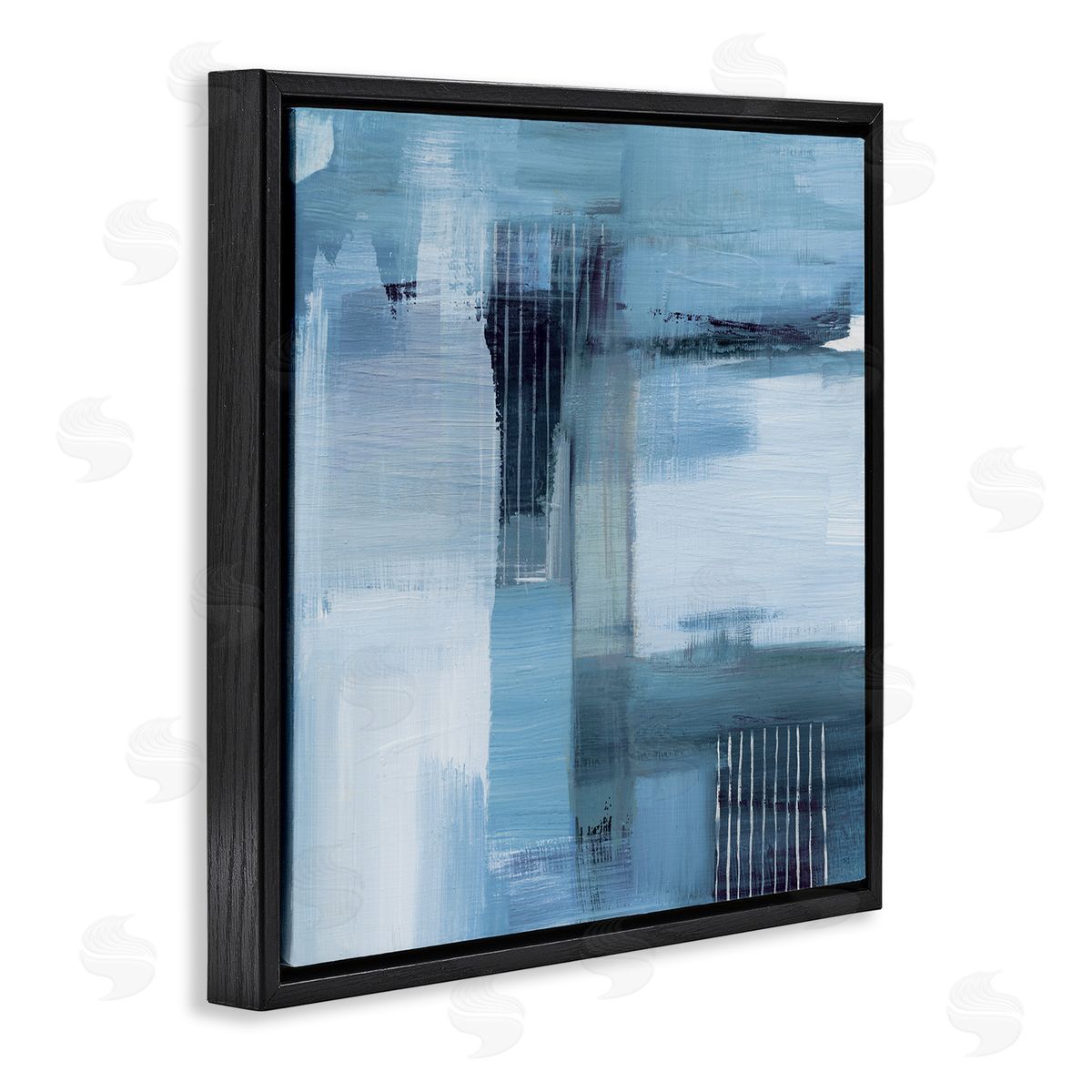 Woven Paint Streaks Black Floating Frame Canvas Wall Art, Home Decor by Susan Jill