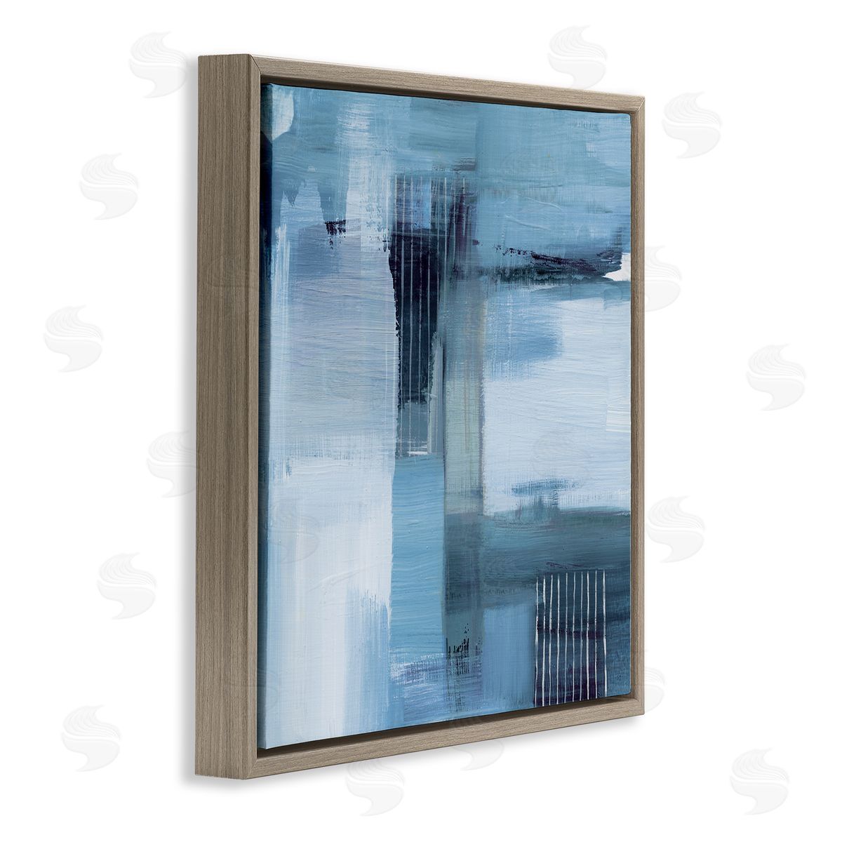 Woven Paint Streaks Brown Floating Frame Canvas Wall Art, Home Decor by Susan Jill