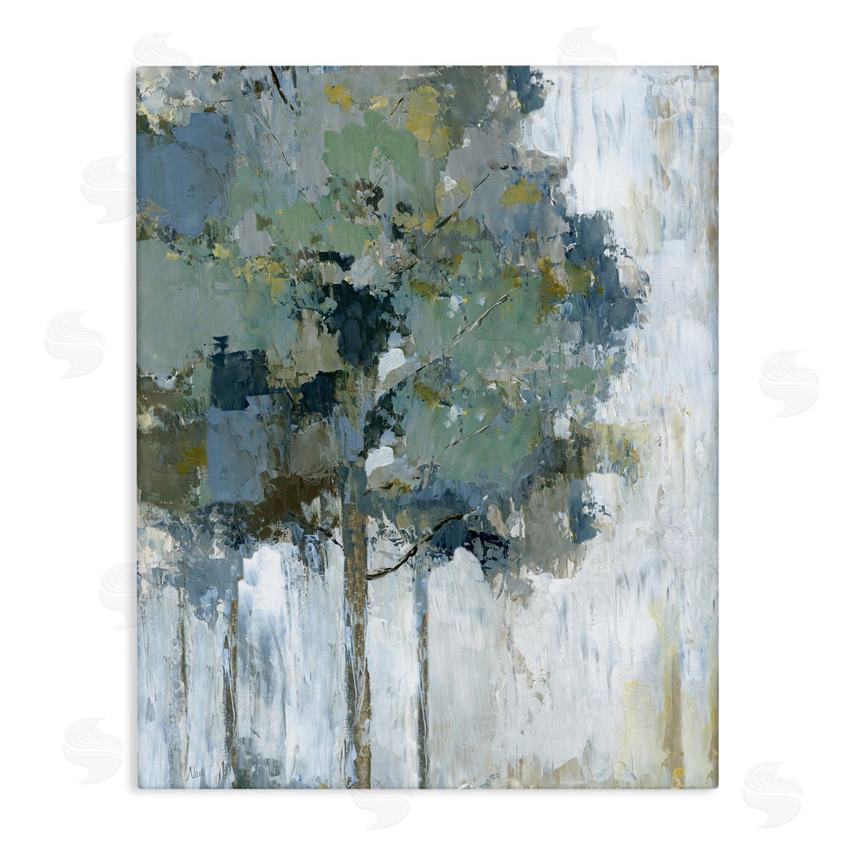Flecked Tree Abstraction Canvas Wall Art, Home Decor by Nan