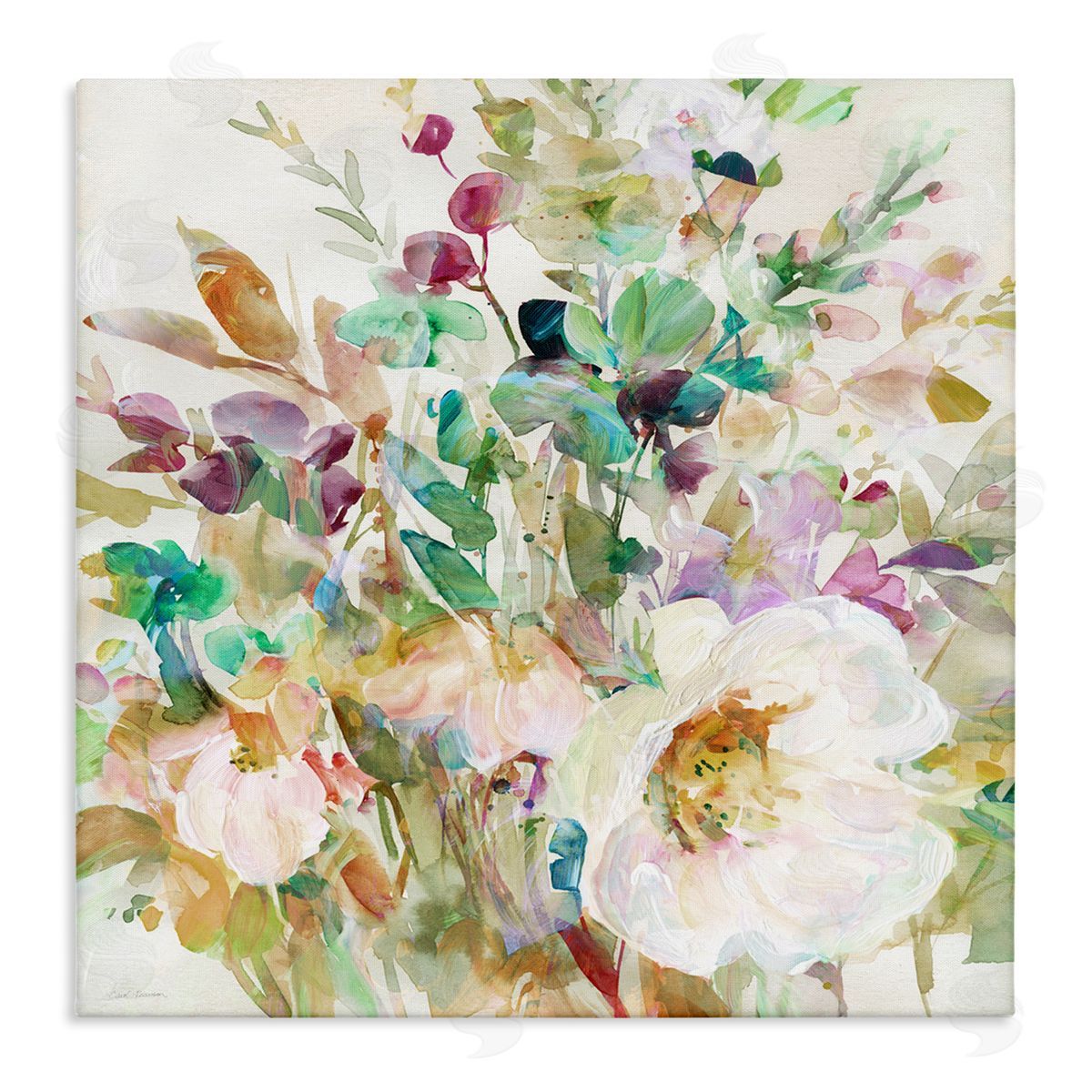 Opaque Distressed Blooms Canvas Wall Art, Home Decor by Carol Robinson
