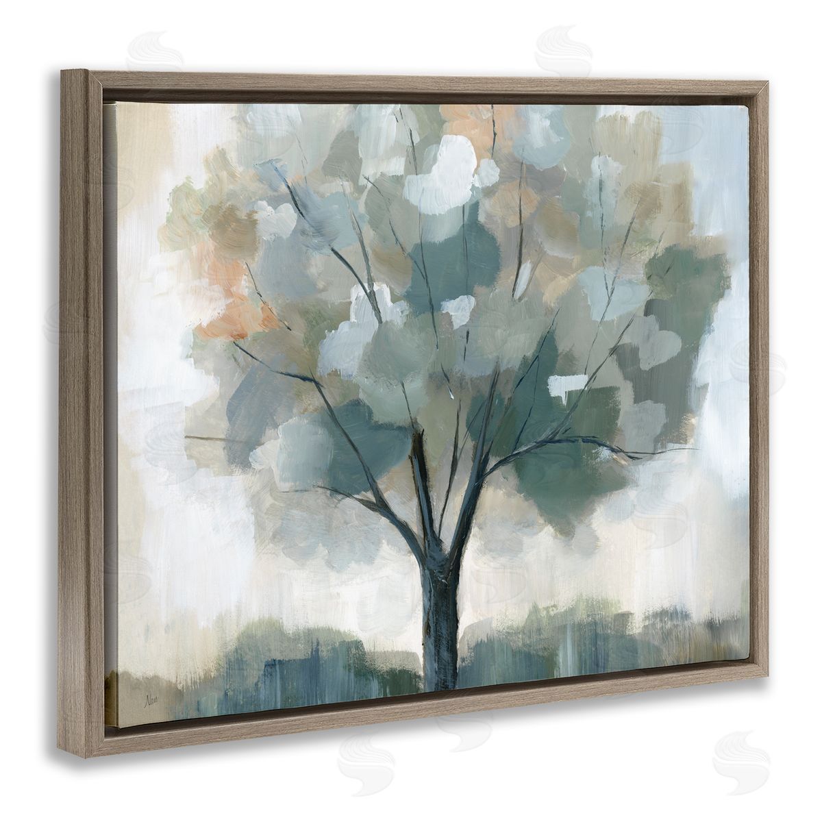 Mottled Tree Impression Brown Floating Frame Canvas Wall Art, Home Decor by Nan