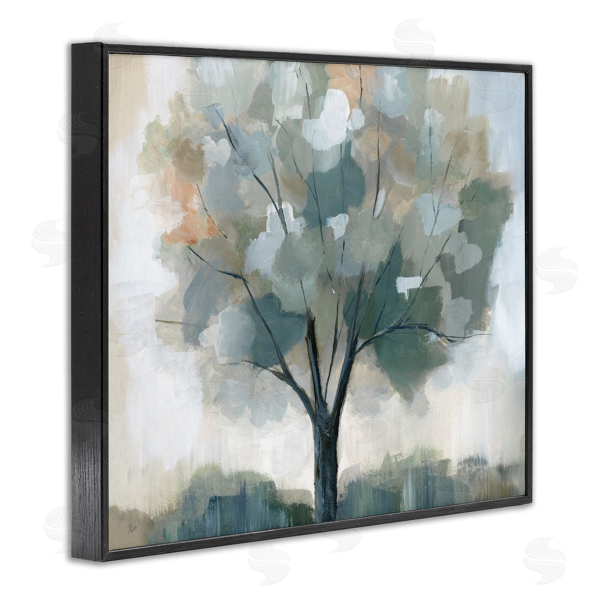 Mottled Tree Impression Black Frame Print Wall Art, Home Decor by Nan