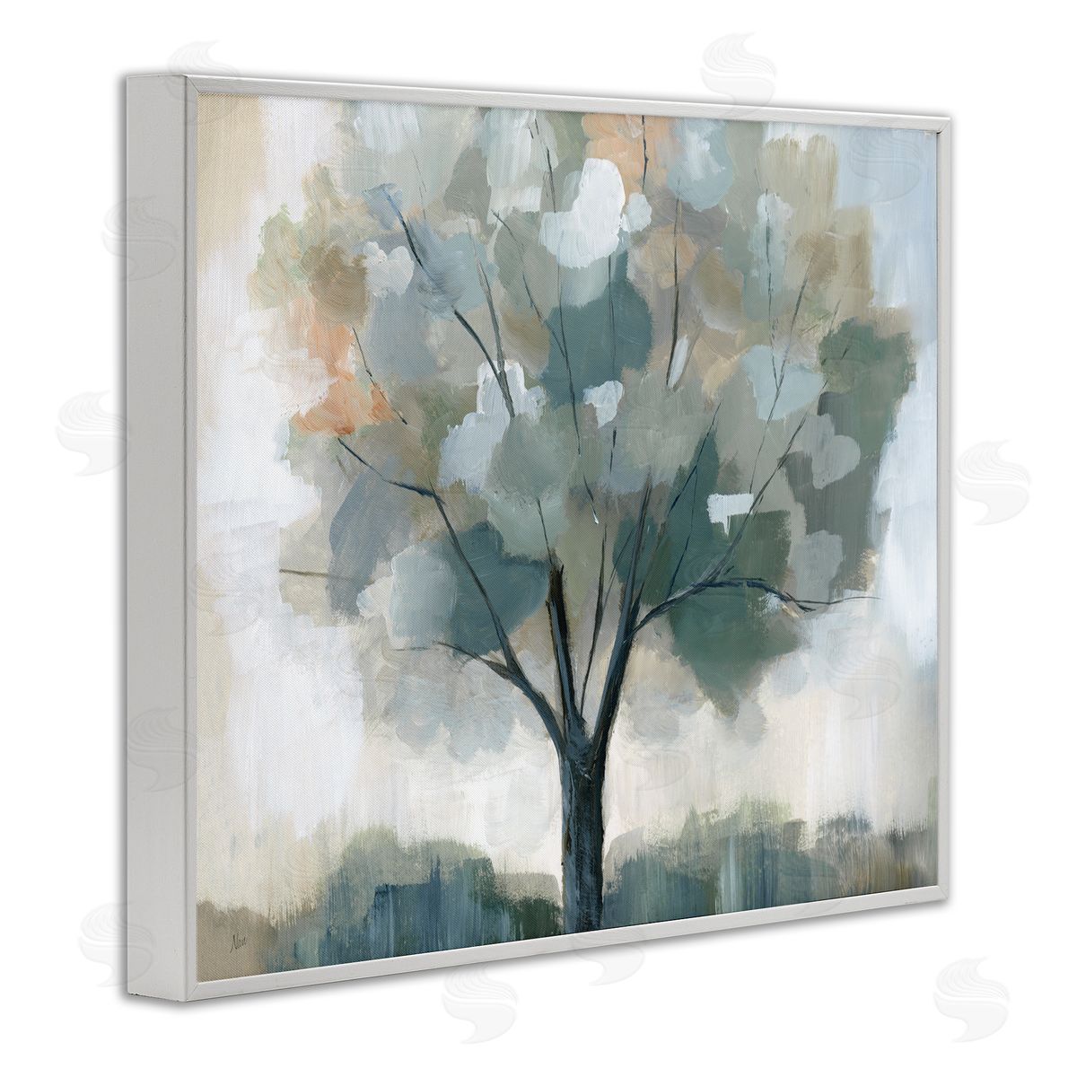 Mottled Tree Impression White Frame Print Wall Art, Home Decor by Nan