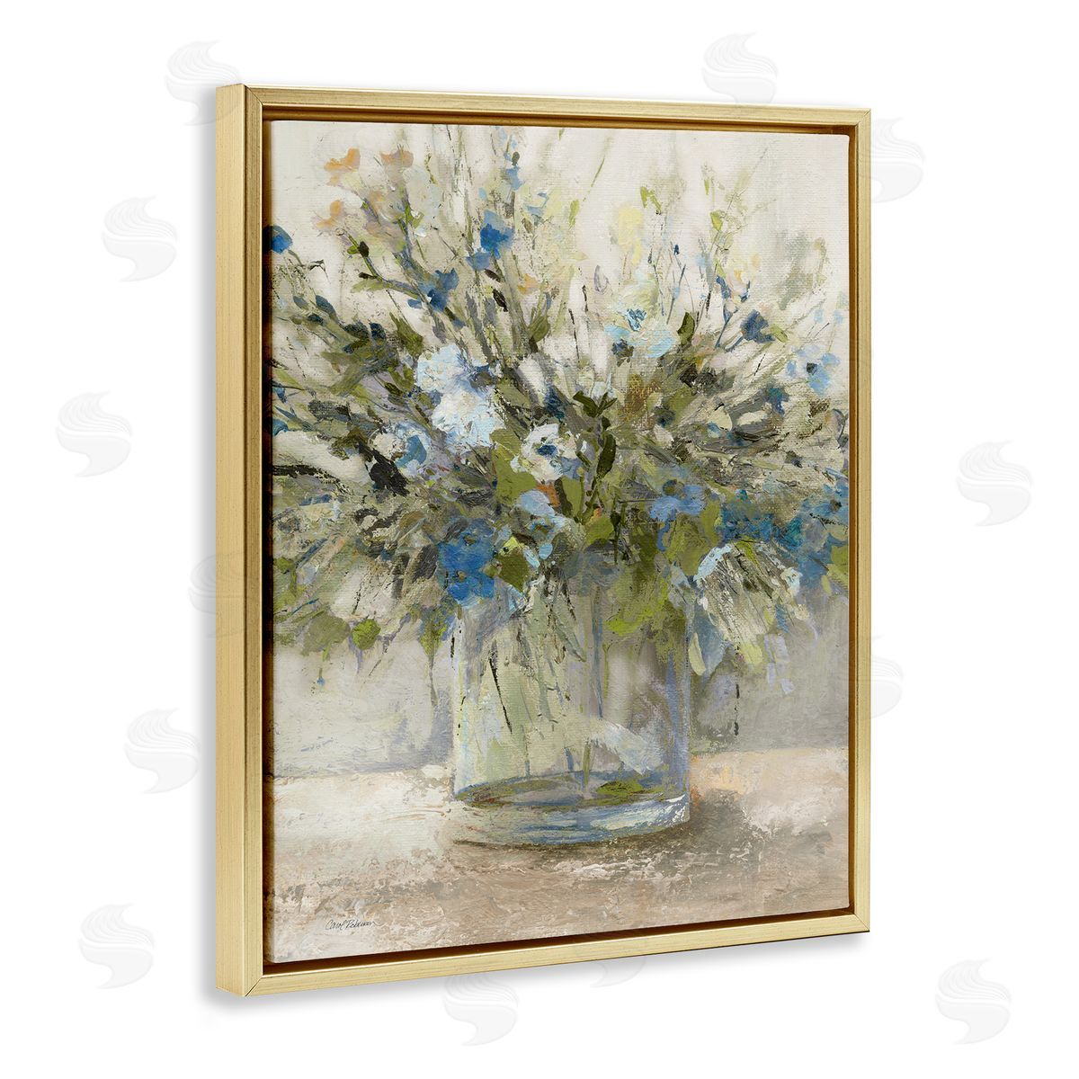 Glass Vase Botanics Gold Floating Frame Canvas Wall Art, Home Decor by Carol Robinson