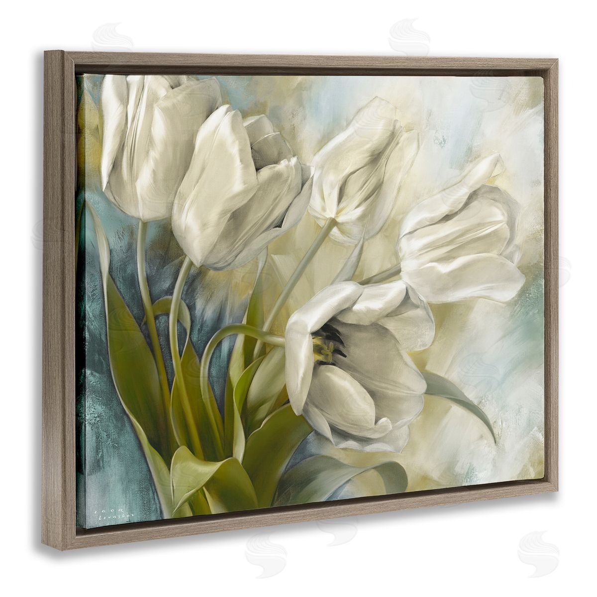 Wild Tulips Close Up Brown Floating Frame Canvas Wall Art, Home Decor by Igor Levashov