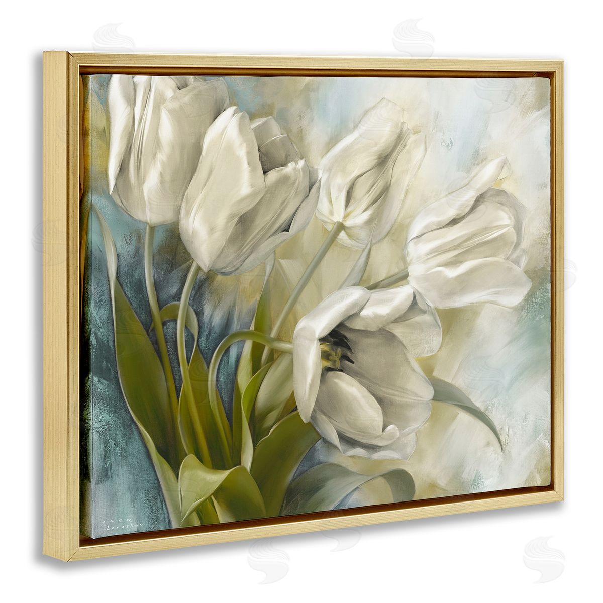 Wild Tulips Close Up Gold Floating Frame Canvas Wall Art, Home Decor by Igor Levashov