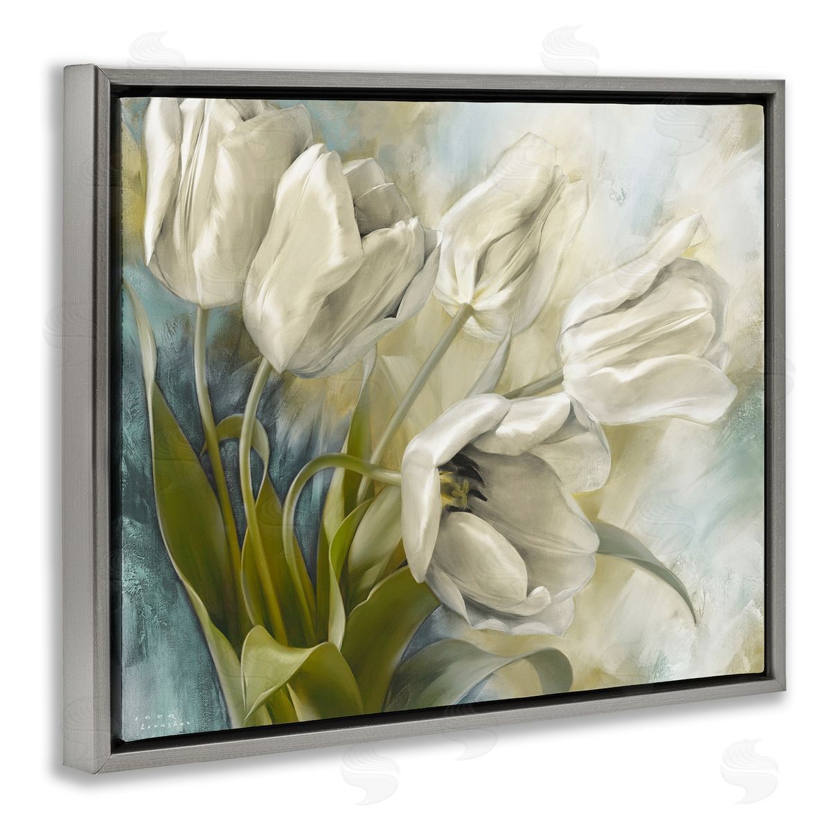 Wild Tulips Close Up Grey Floating Frame Canvas Wall Art, Home Decor by Igor Levashov