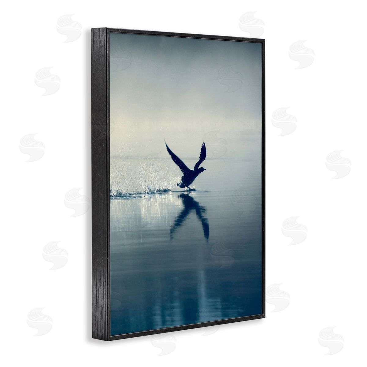 Splashing Bird on Water Black Frame Print Wall Art, Home Decor by Incado