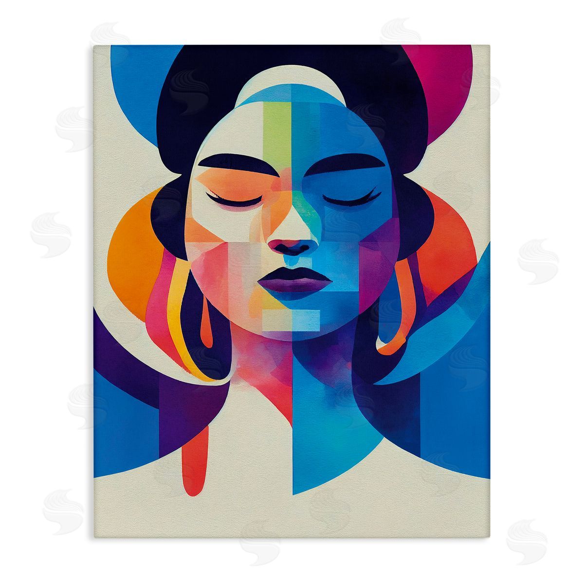Bold Hue Woman's Face Canvas Wall Art, Home Decor by Incado