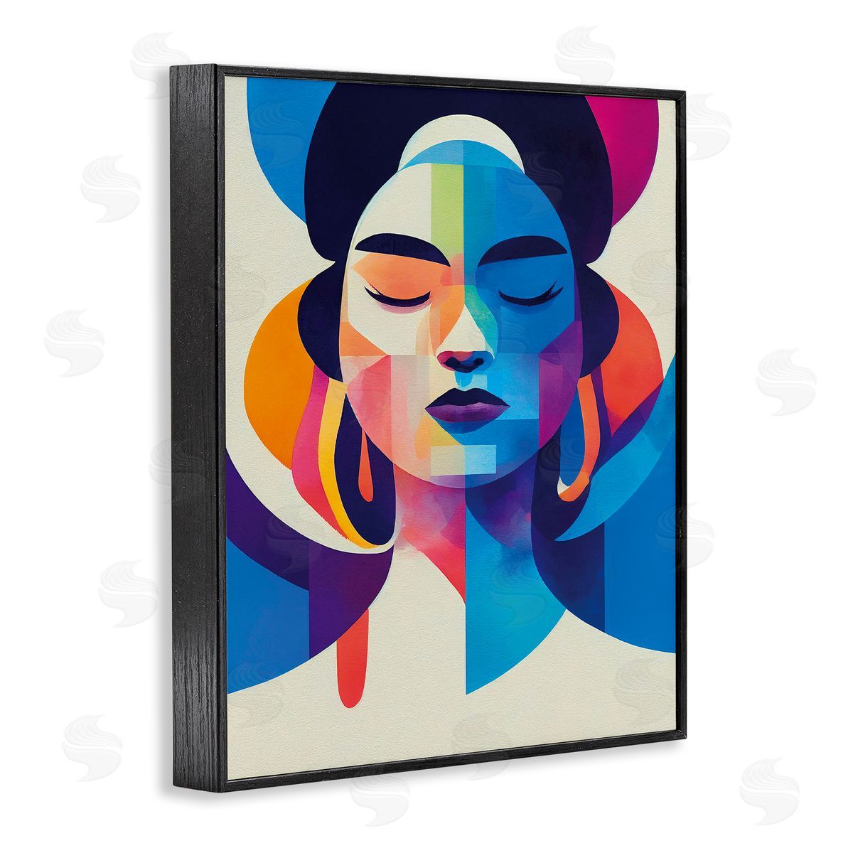 Bold Hue Woman's Face Black Frame Print Wall Art, Home Decor by Incado