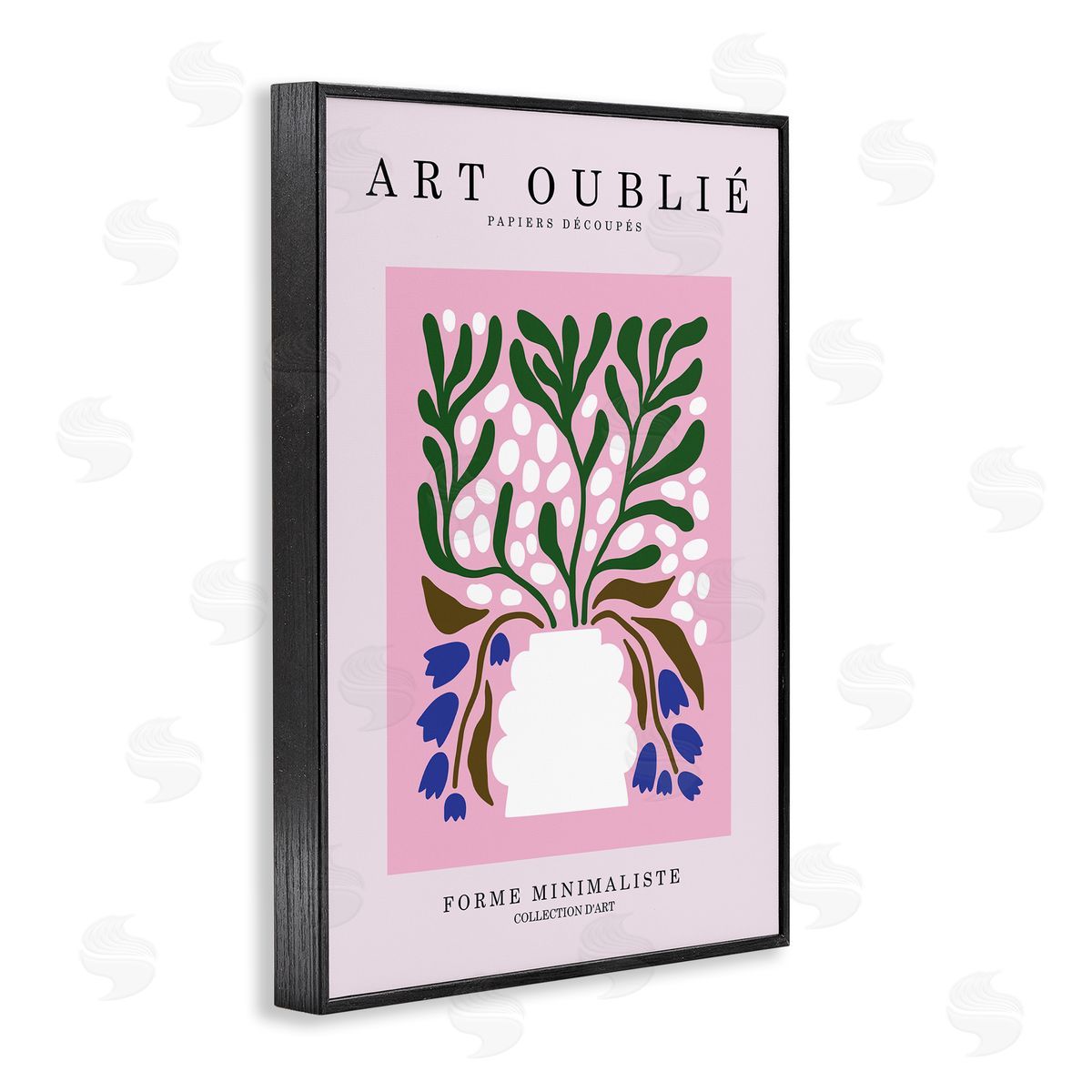 Dotted Midcentury Flower Vase Black Frame Print Wall Art, Home Decor by Incado