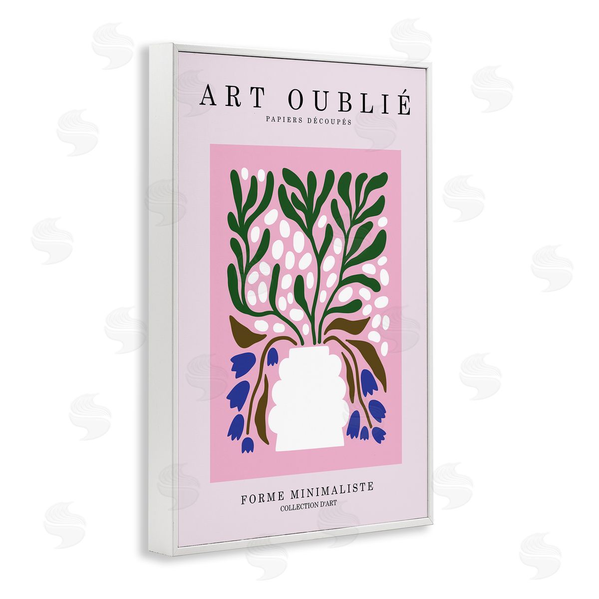 Dotted Midcentury Flower Vase White Frame Print Wall Art, Home Decor by Incado